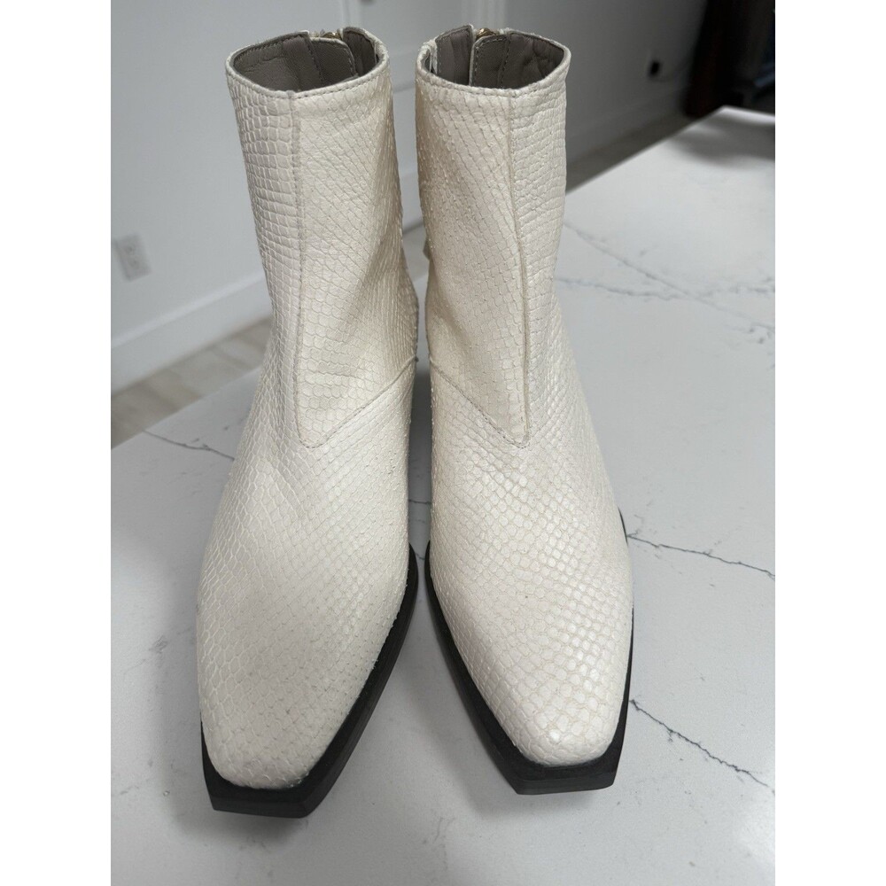 Women All Saints Pointed Toe Lenora White Snakes Skin Booties Size 37 brand New - Picture 11 of 16